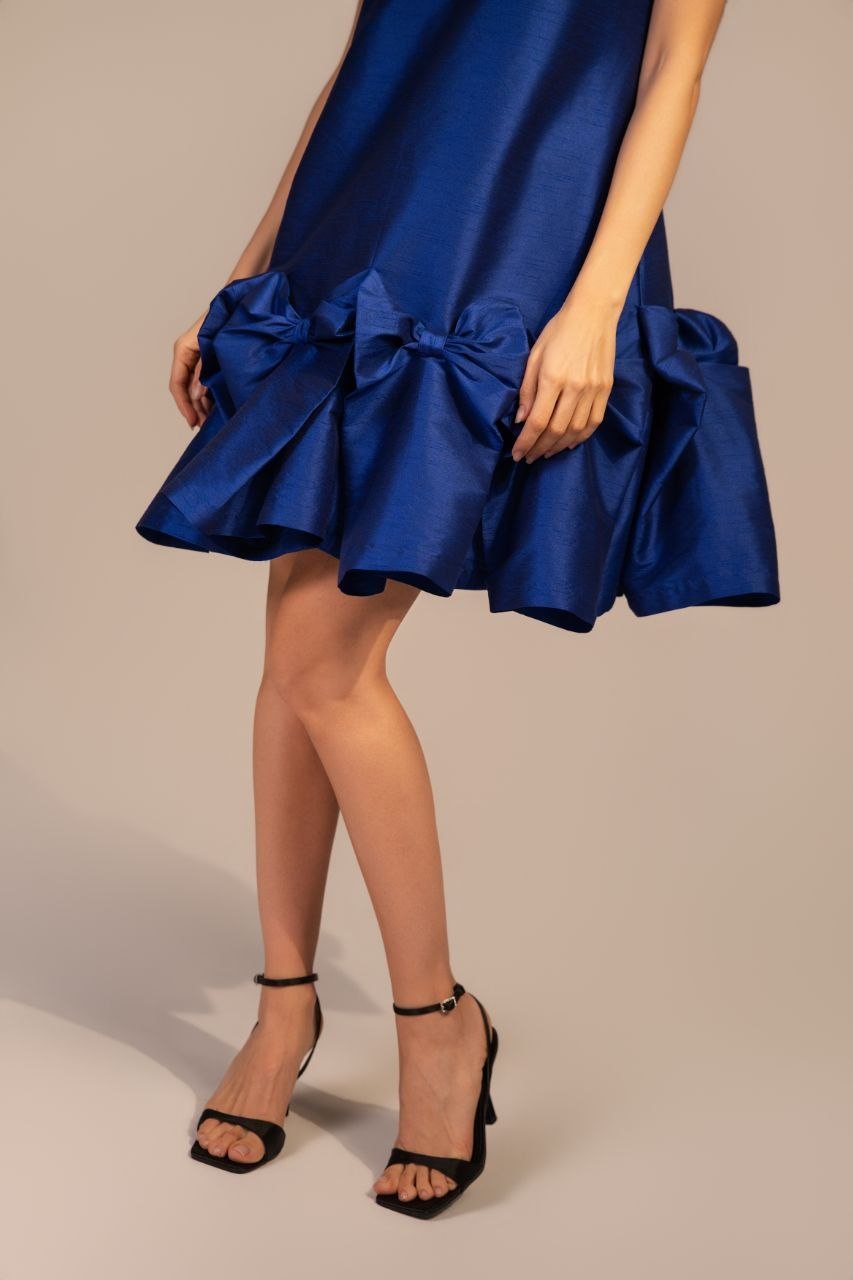 Sapphire Bow Cocktail Dress - Image 3