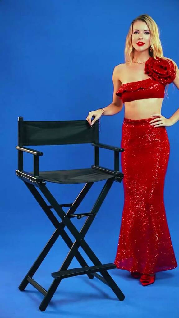 Candy Girl red sequin top with rose and mermaid skirt